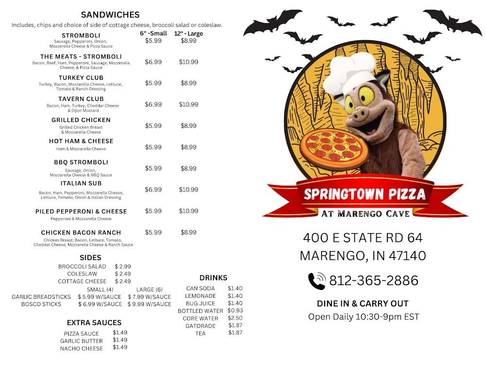 Springtown Pizza at Marengo Cave Menu image 2